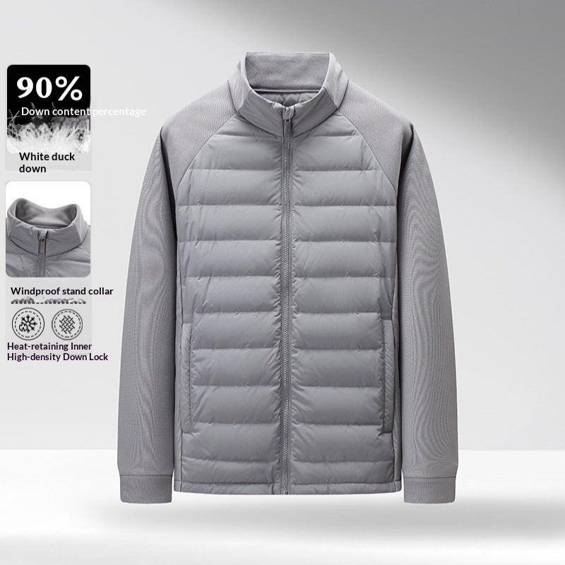 Mens Stand-Up Collar Patchwork Lightweight & Warm Down Jacket