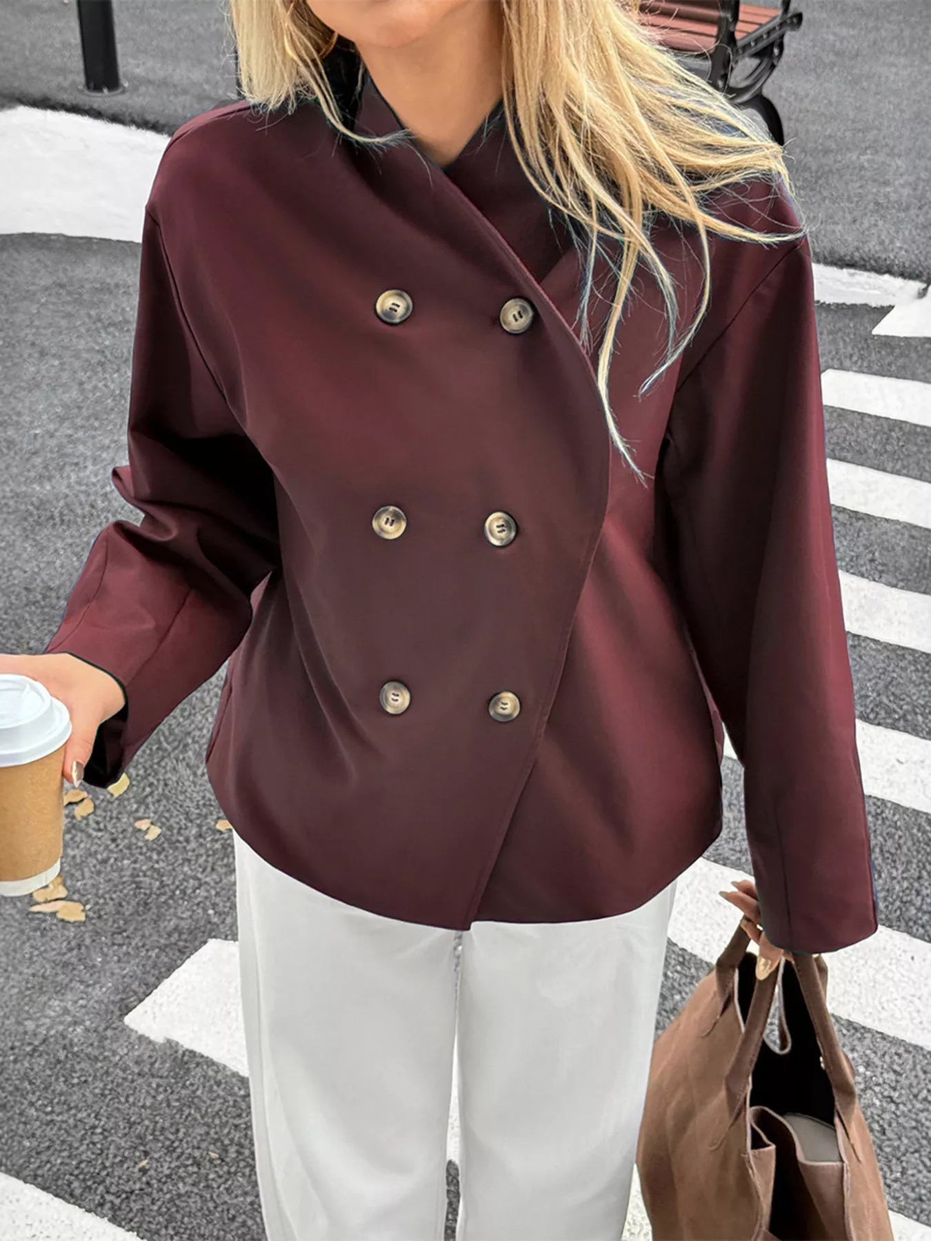 Double-Breasted Long Sleeve Jacket