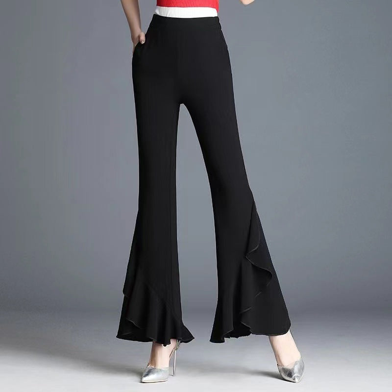 Spring And Summer New High Waist Black Bell-bottoms