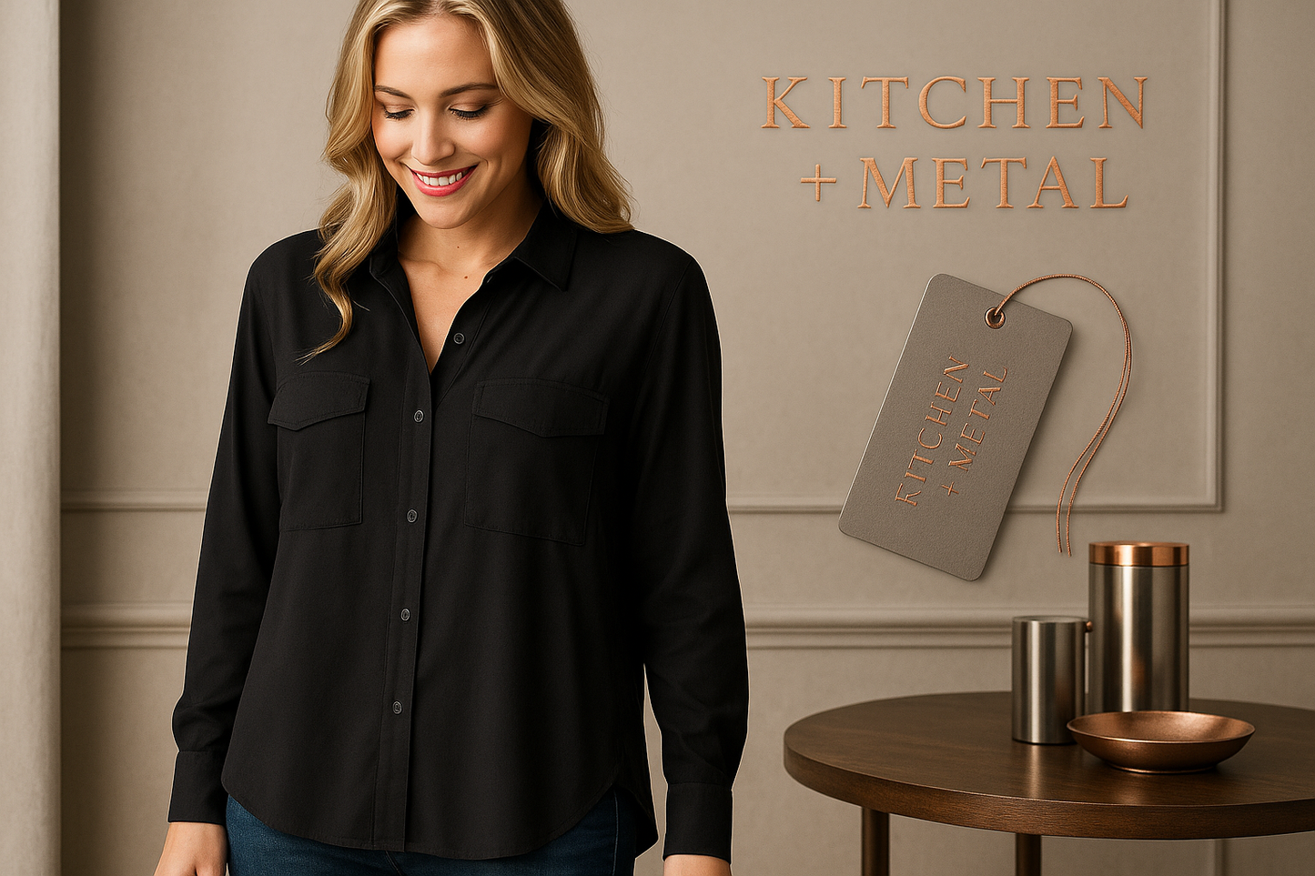 Button-Up Oversized Shirt with Front Pockets | Apparel | Kitchen + Metal