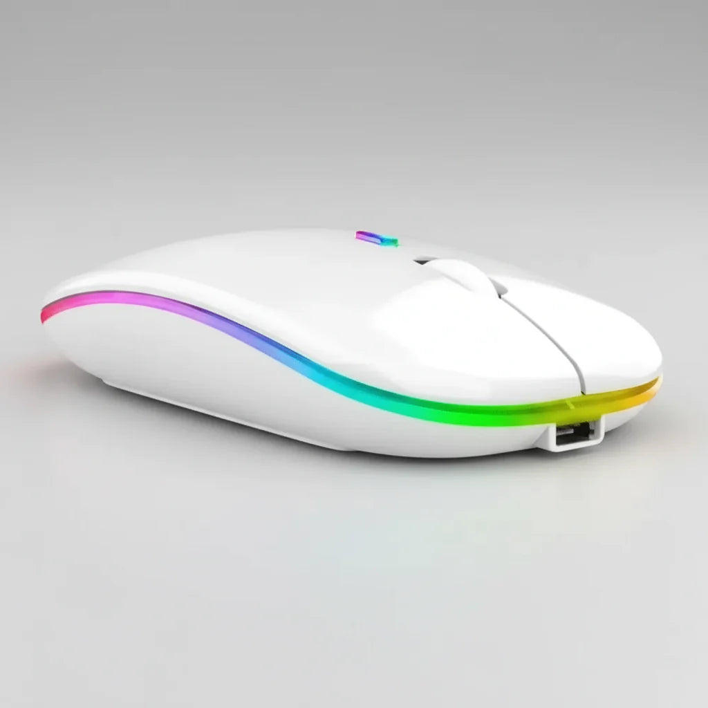 Black USB Rechargeable RGB LED Wireless Mouse
