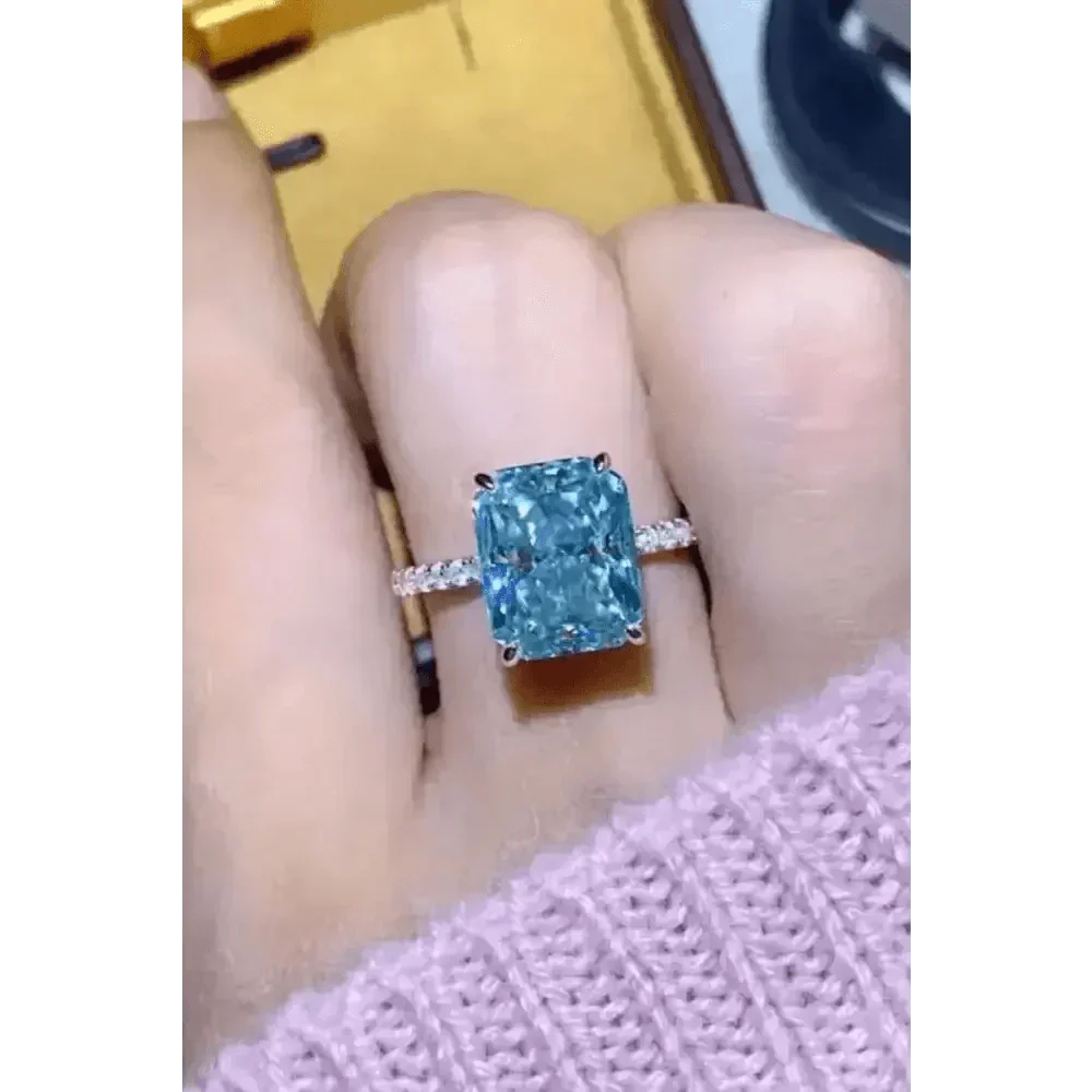 Blue Gemstone 2 Carat Moissanite Ring