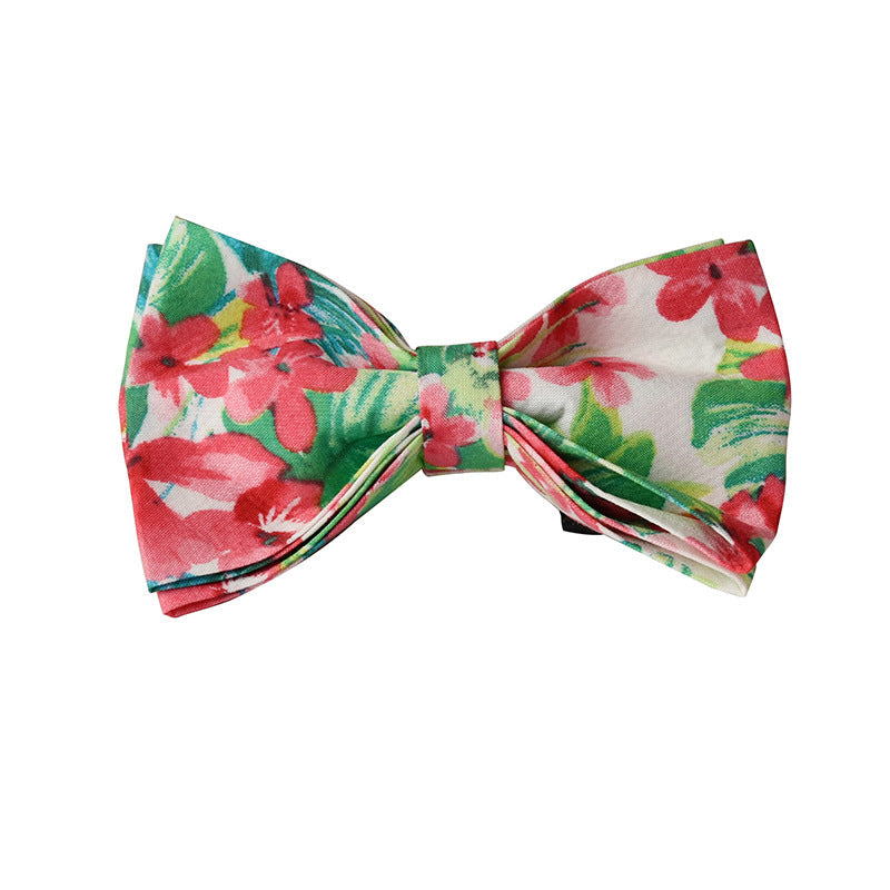 Red Floral Print Dog Leash Collar
