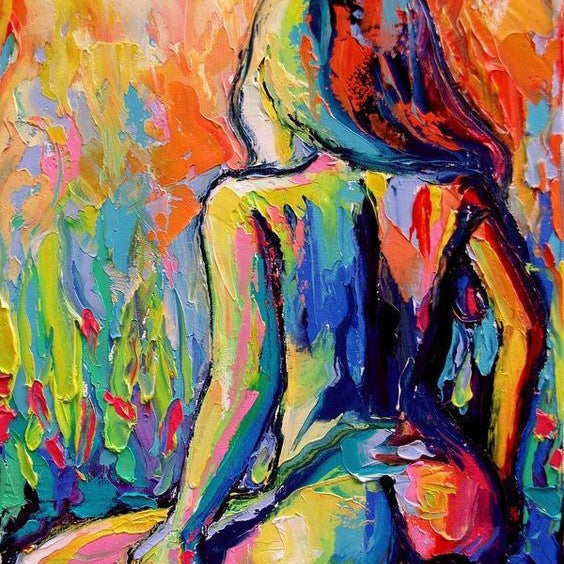 Abstract Woman Nude Oil Painting Sexy Body Art Canvas