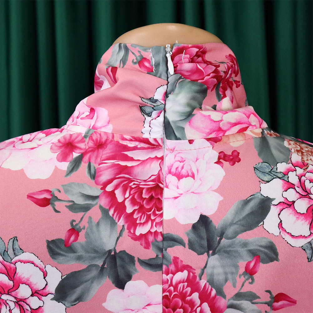 Women's Loose Large Size Casual Printed Long Sleeve Two-piece Suit
