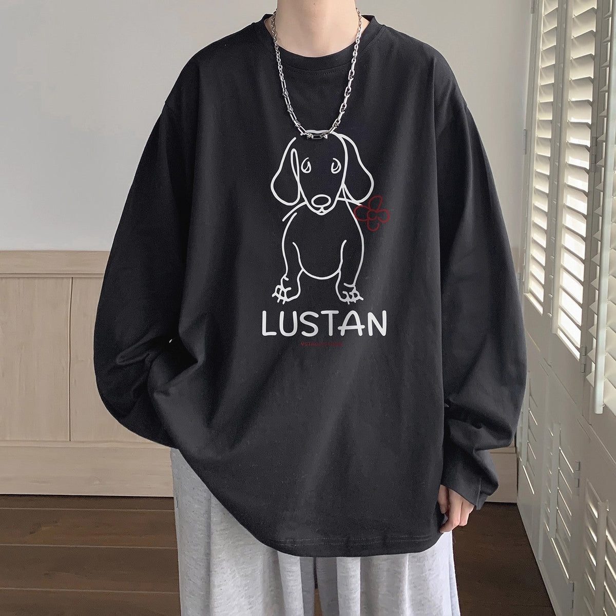 Cartoon Puppy Printed Long Sleeve T-shirt