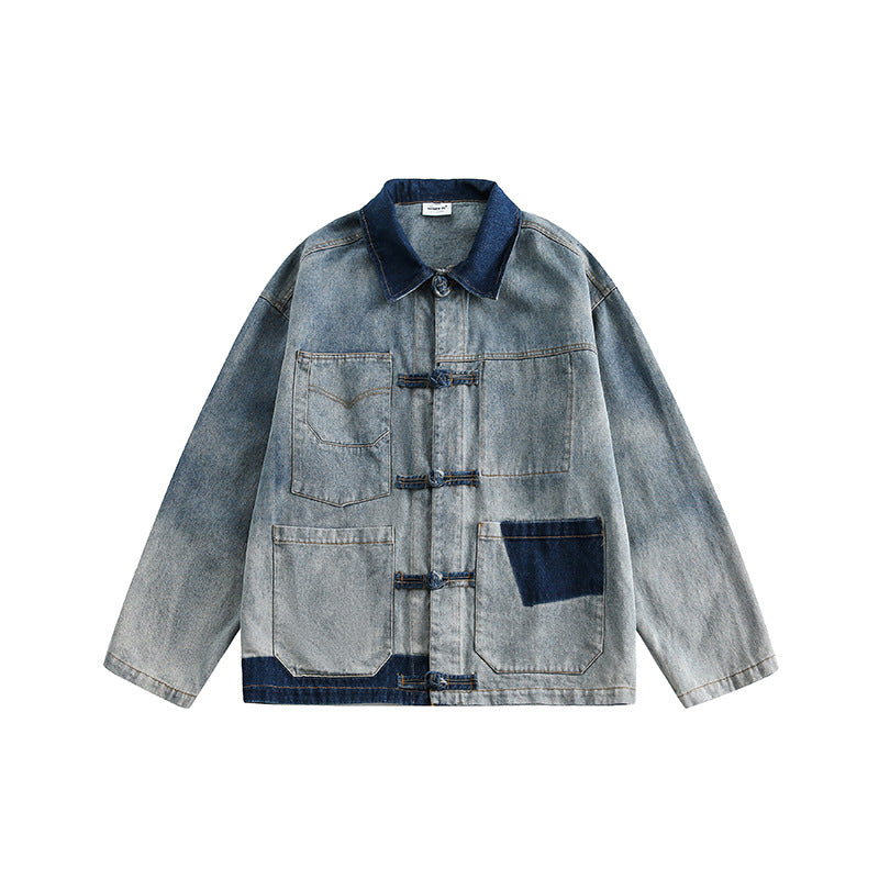Vintage Chinese Style Loose Denim Jacket for Women
