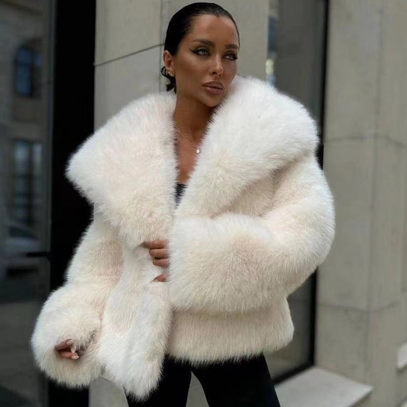 Women's Fluffy Casual Fox Fur Jacket Women's Clothing