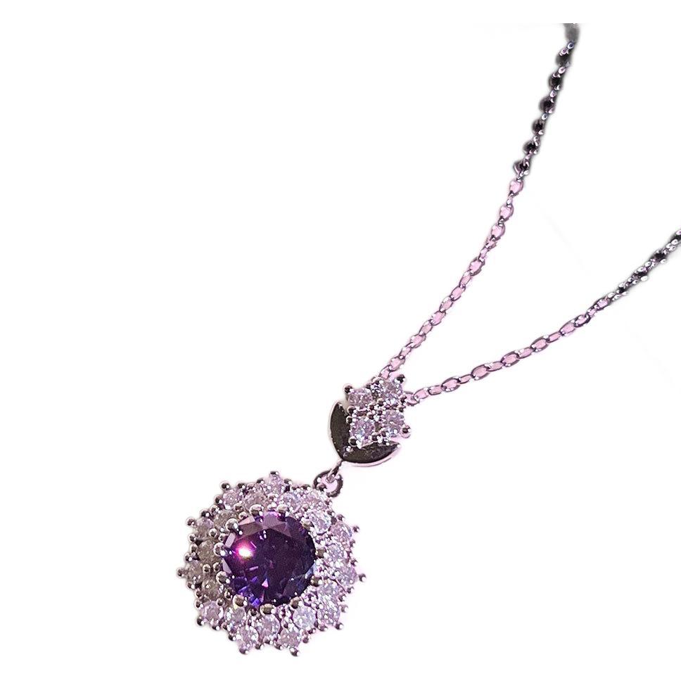Amethyst Rings Pendants Stud Earrings Three-piece Set