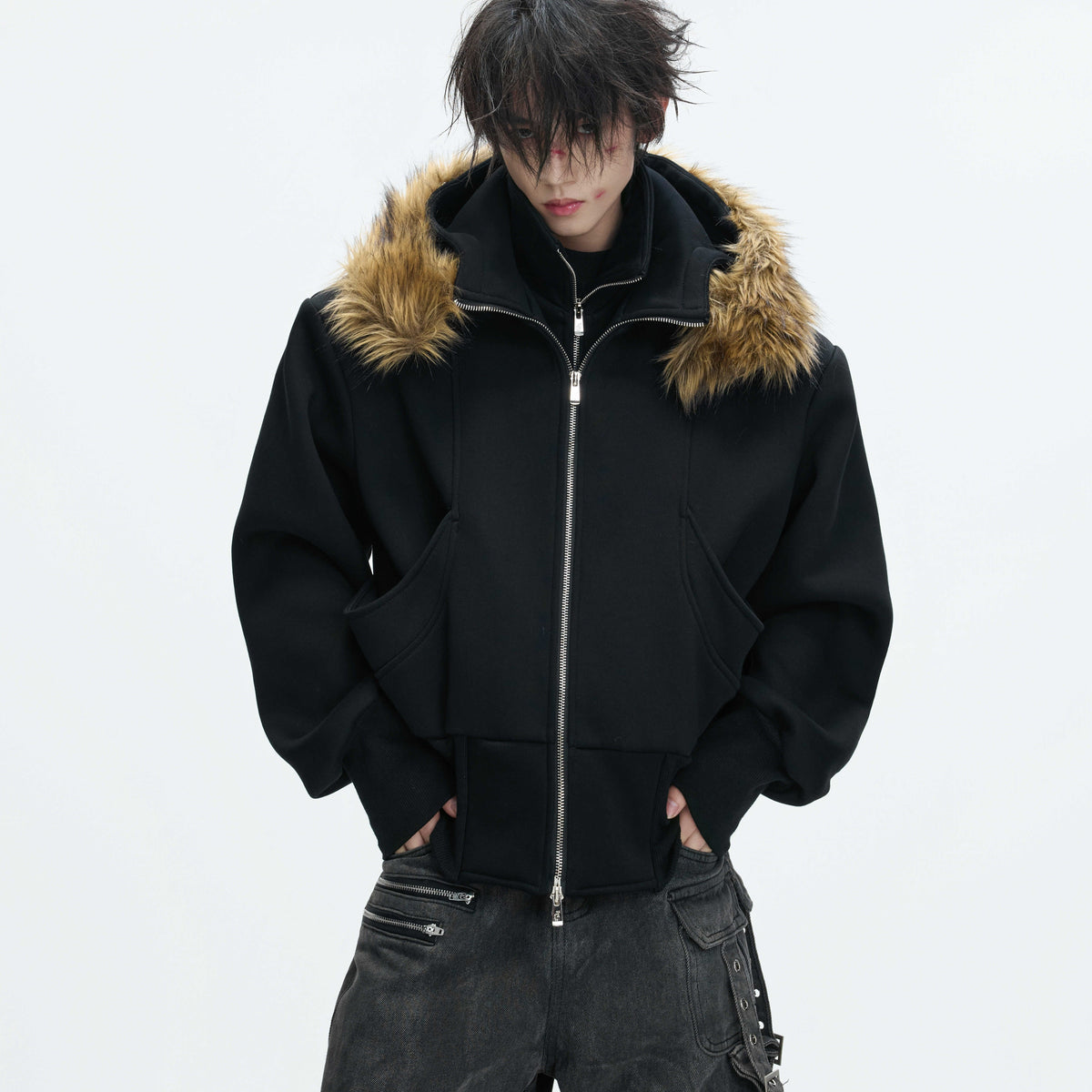 Fake Two-piece Hooded Sweatshirt Jacket For Winter