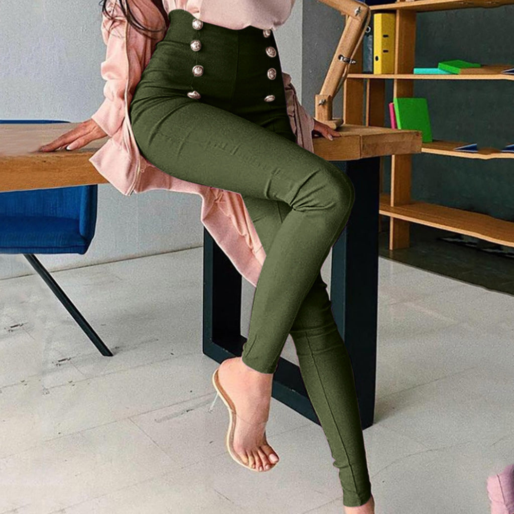 Womens Casual High-Waisted Pants With European And American Patchwork