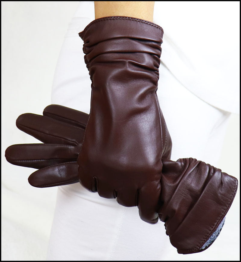 High-end Women's Sheepskin Gloves Leather Extended