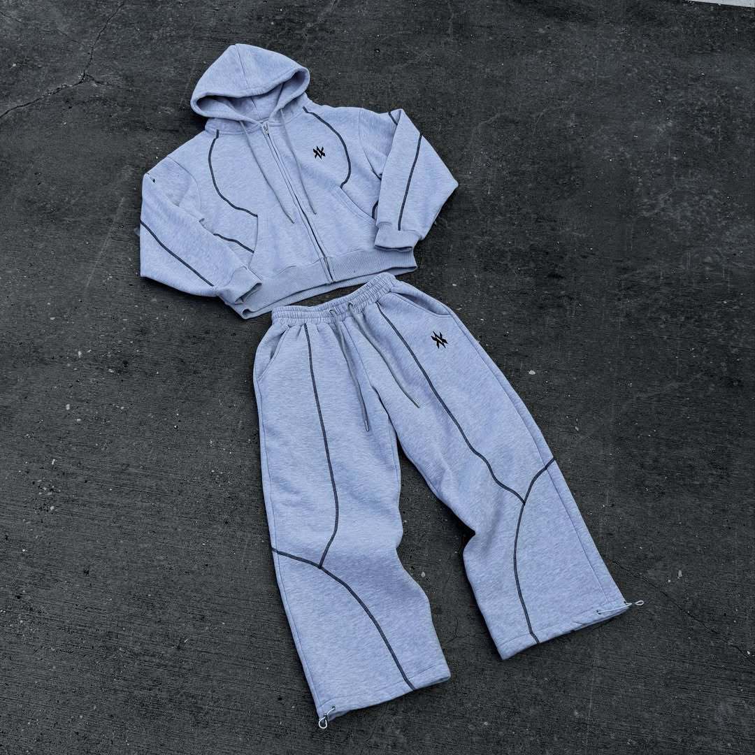 Street Hooded Cardigan Sweater Men's And Women's Same Loose Hooded Sweatpants Suit
