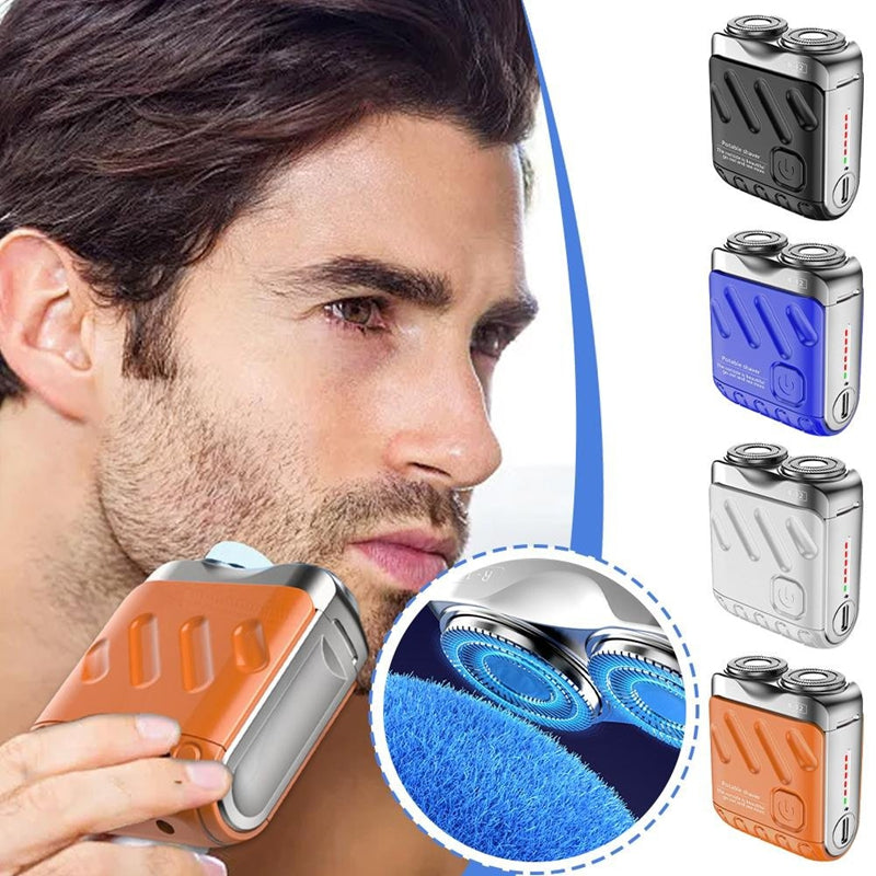 Portable Rotary Dual Ring Electric Shaver Men Travel Mini Shaver Double Floating Magnetic Blade Head Rechargeable Pocket Razors