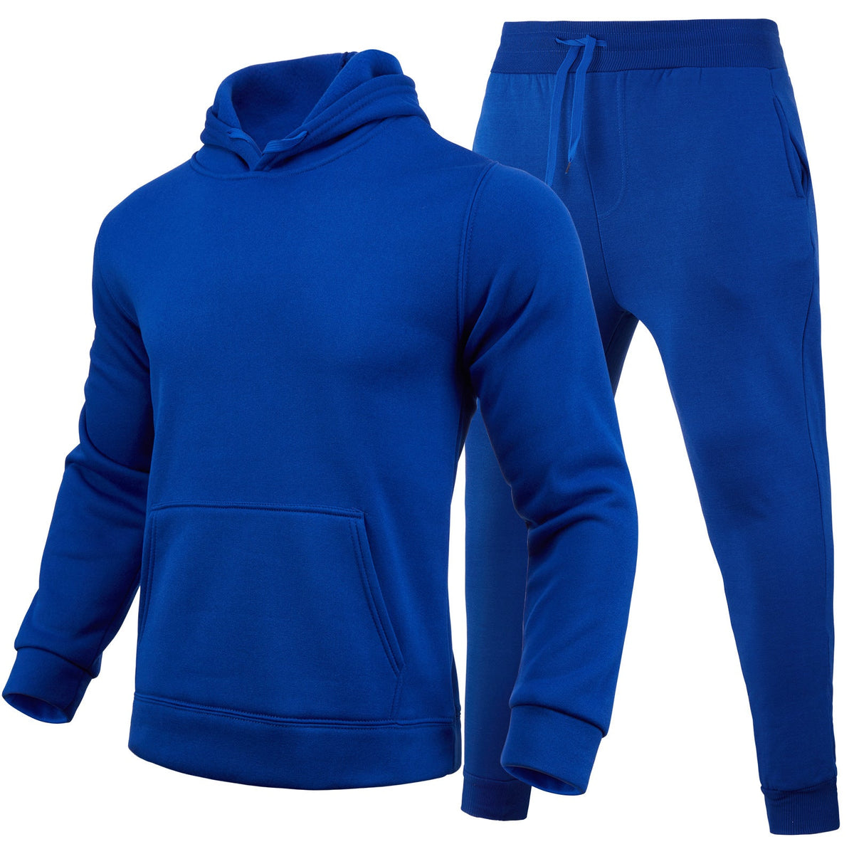 Slim-fit Solid Color Hoodie Set Urban Casual