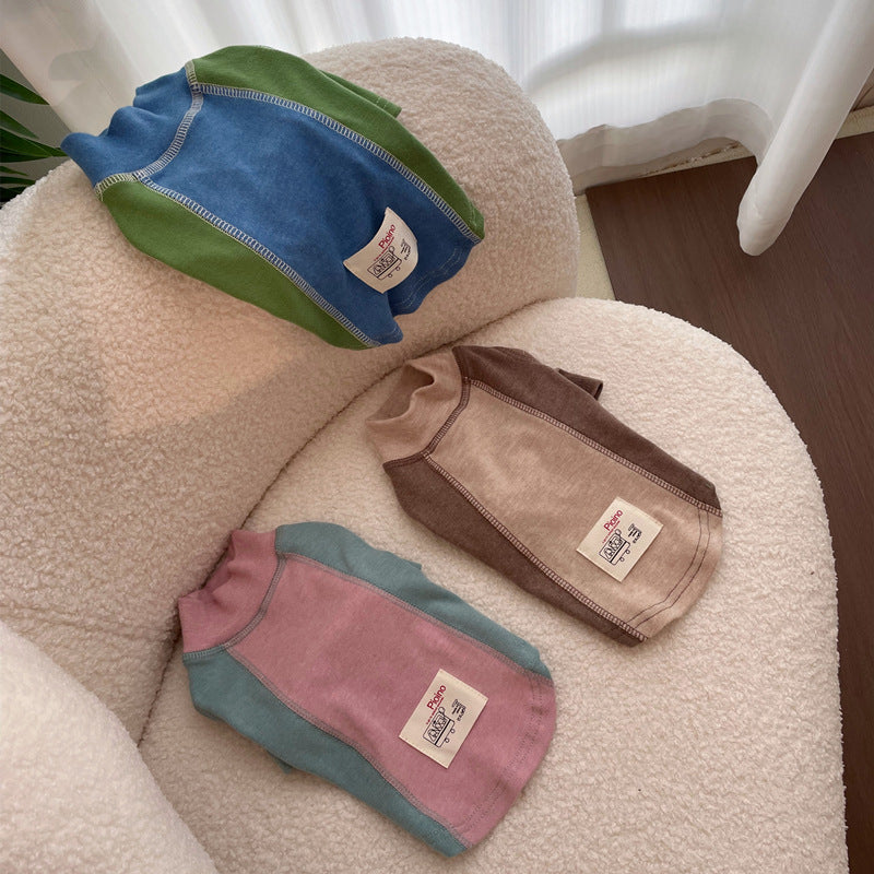 Contrast Color Sleeve Cotton Base Shirt Pet