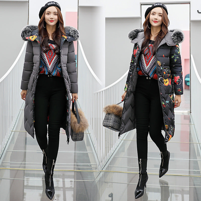 Reversible Long Down Cotton Jacket for Women Plus Size