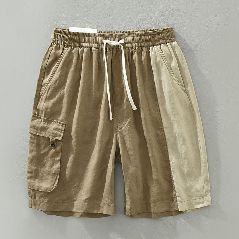 Men's Thin Trendy Loose Color Matching Linen Pants