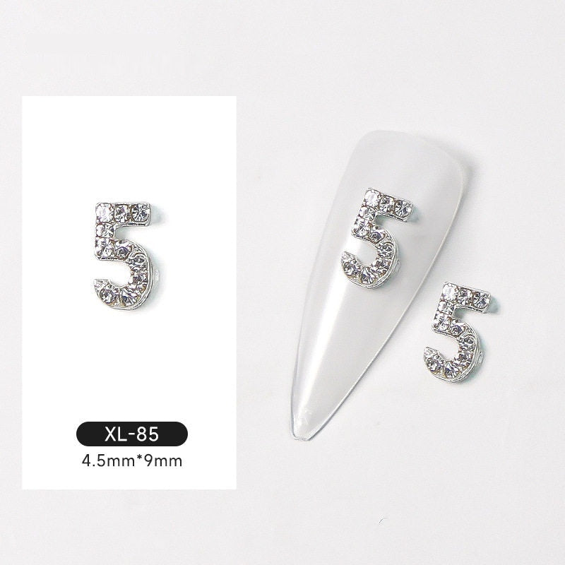 Silver Digital Sparkling Diamond Alloy Nail Decoration
