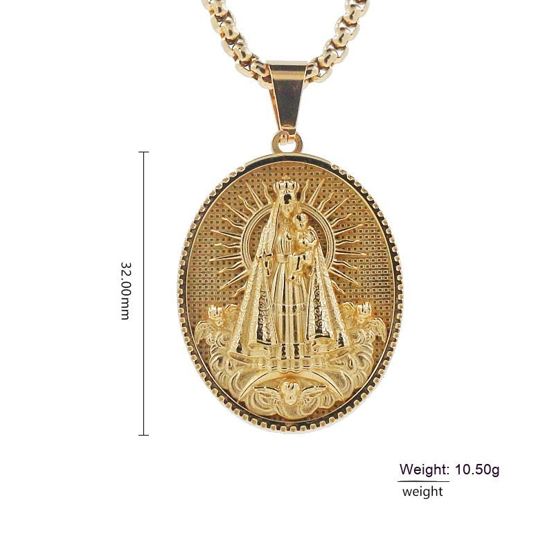 Stainless Steel Retro Mother-Son Pendant