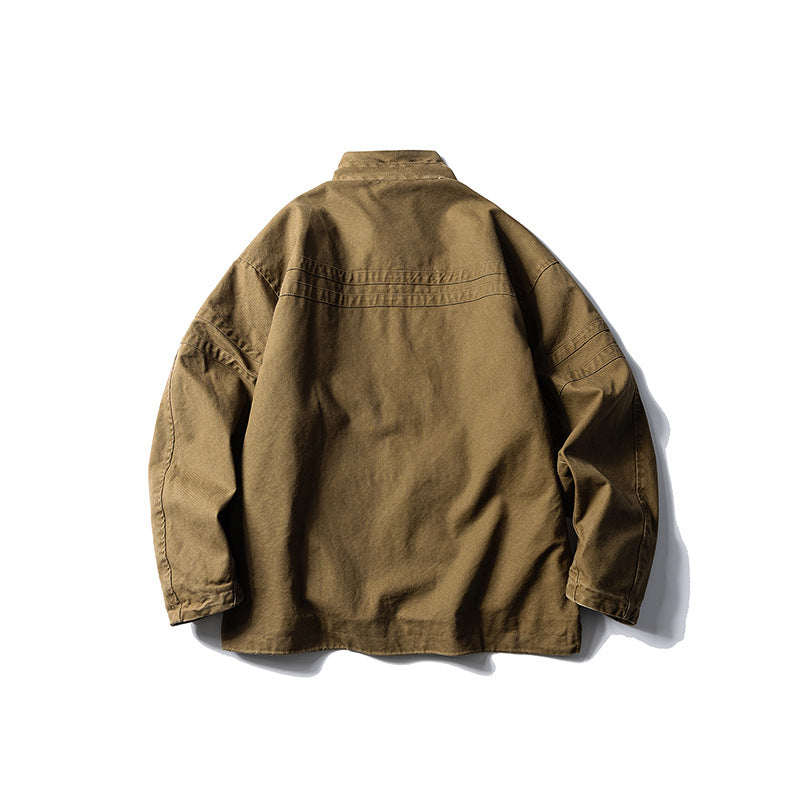 Personality Worn Looking Washed-out High Street Turn-down Collar Coat