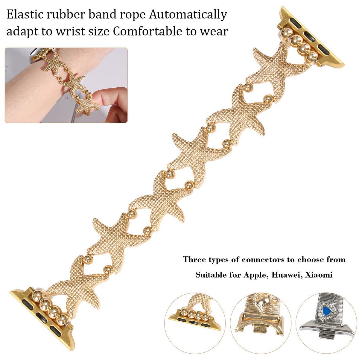 Starfish Strap Suitable For Iwatch9876 Watch Metal Strap Five-Pointed Star Bracelet Xiaomi 9 8Pro