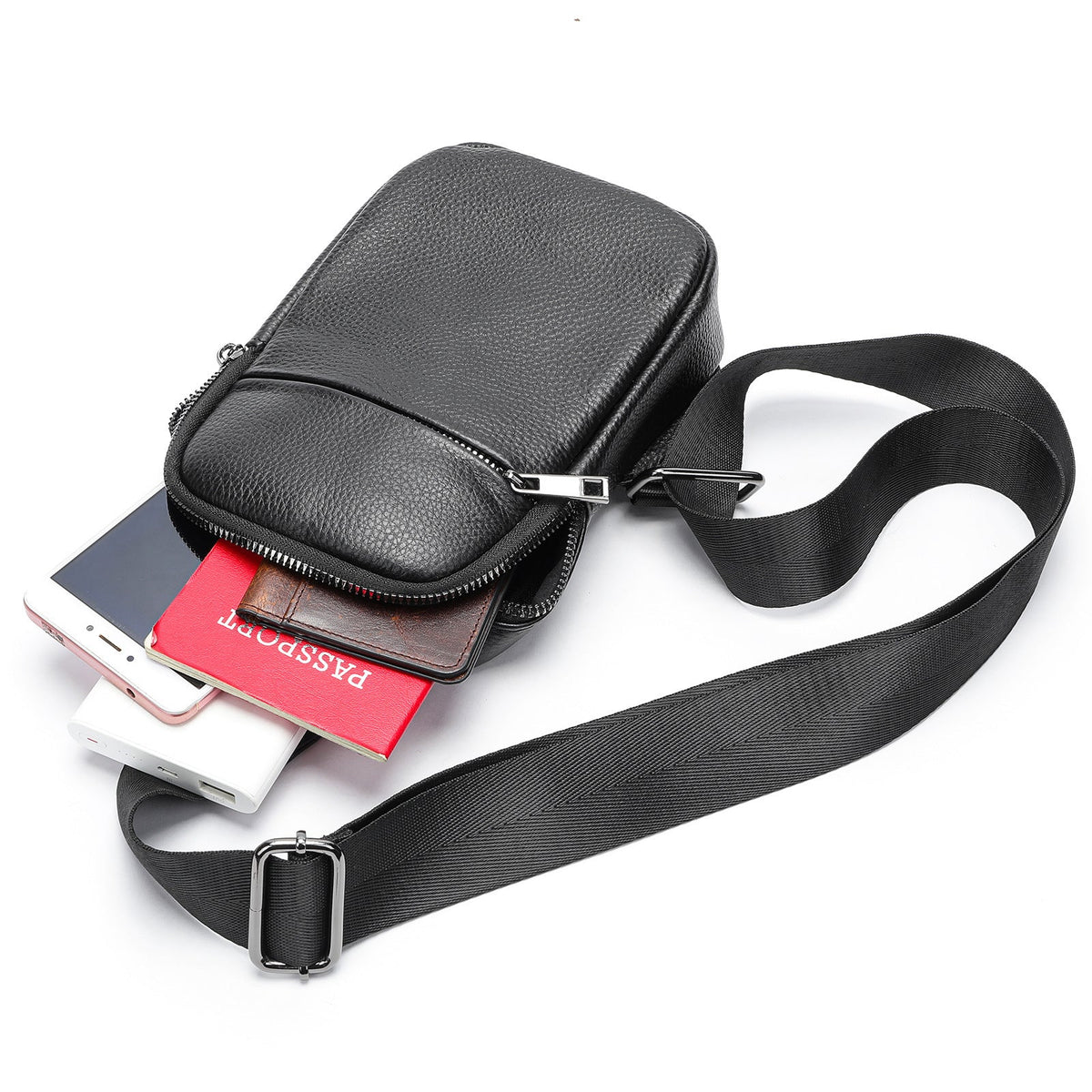Men's Leather Crossbody Chest Bag