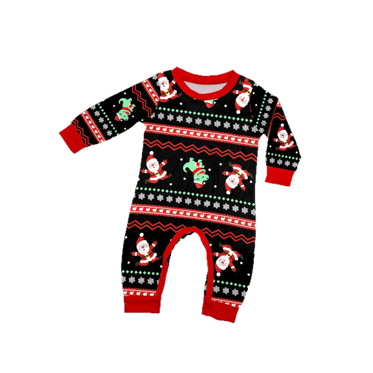 Cartoon Dinosaur Printed Black Pajamas Parent-child Suit