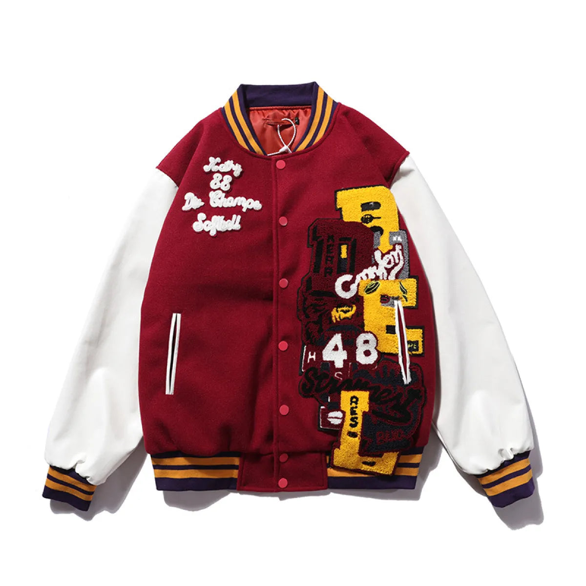 Style Loft Collection Tappahannock Embroidered Woolen Leather Baseball Jacket