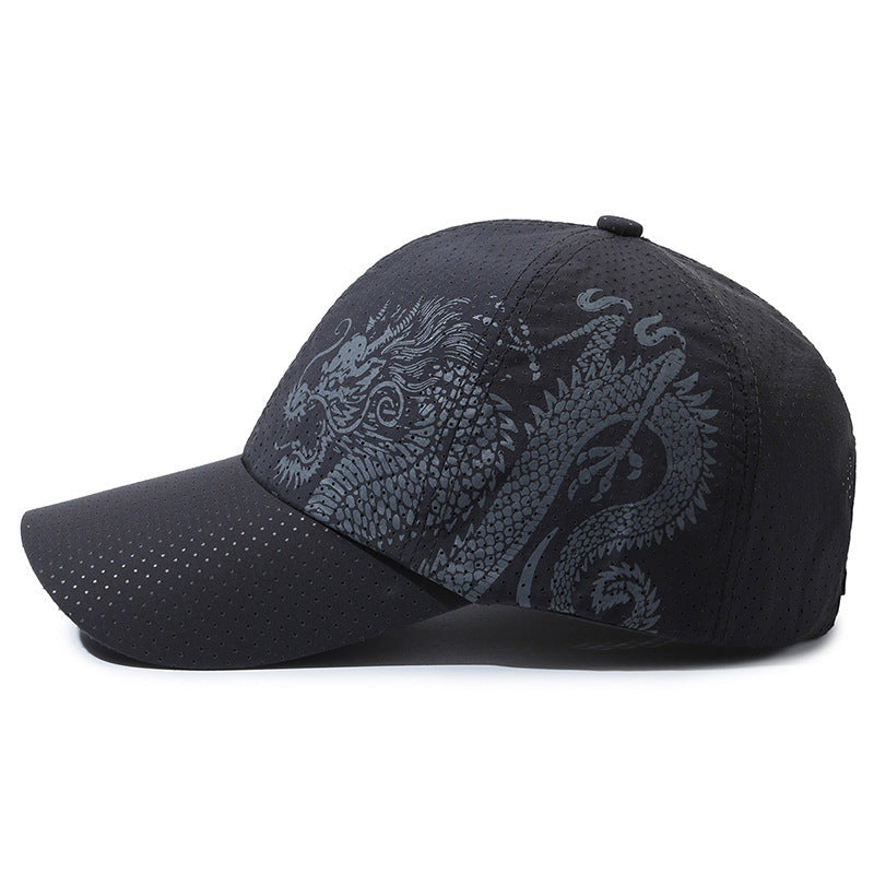 Hat Men's Chinese Style Printed Dragon Baseball Cap Polyester