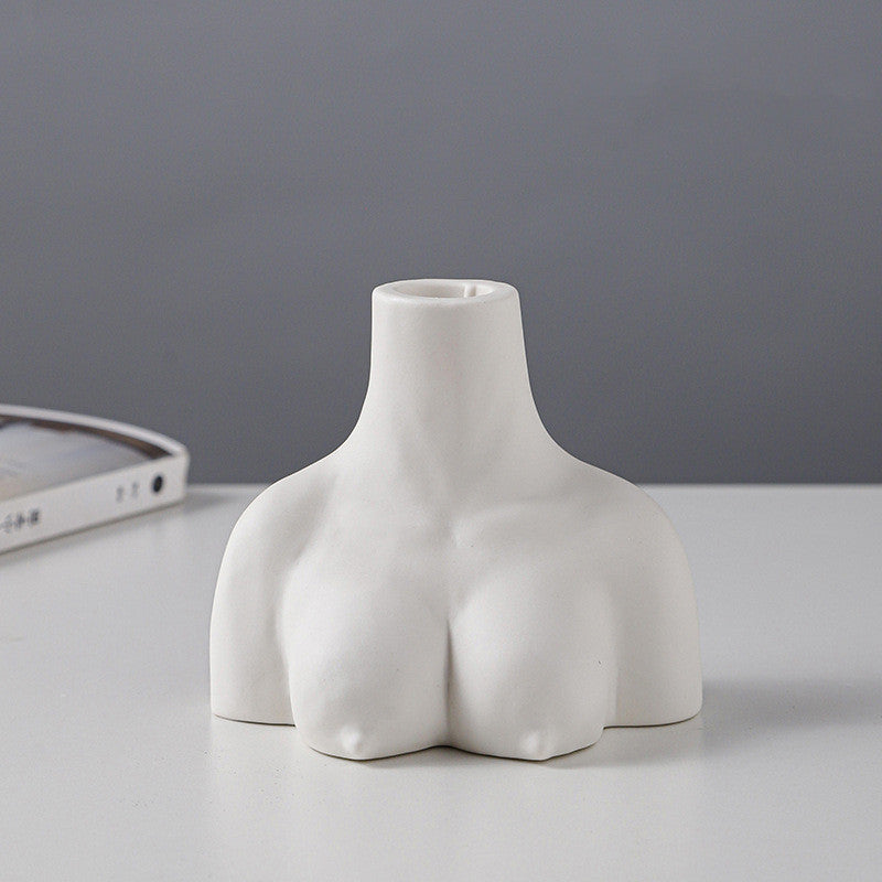 Creative Body Art White Candle Cup Hotel Desktop Simple Ceramic Ornaments