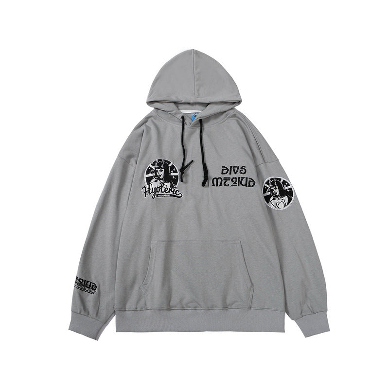 National Tide Embroidered Hoodie Loose Couple Wear