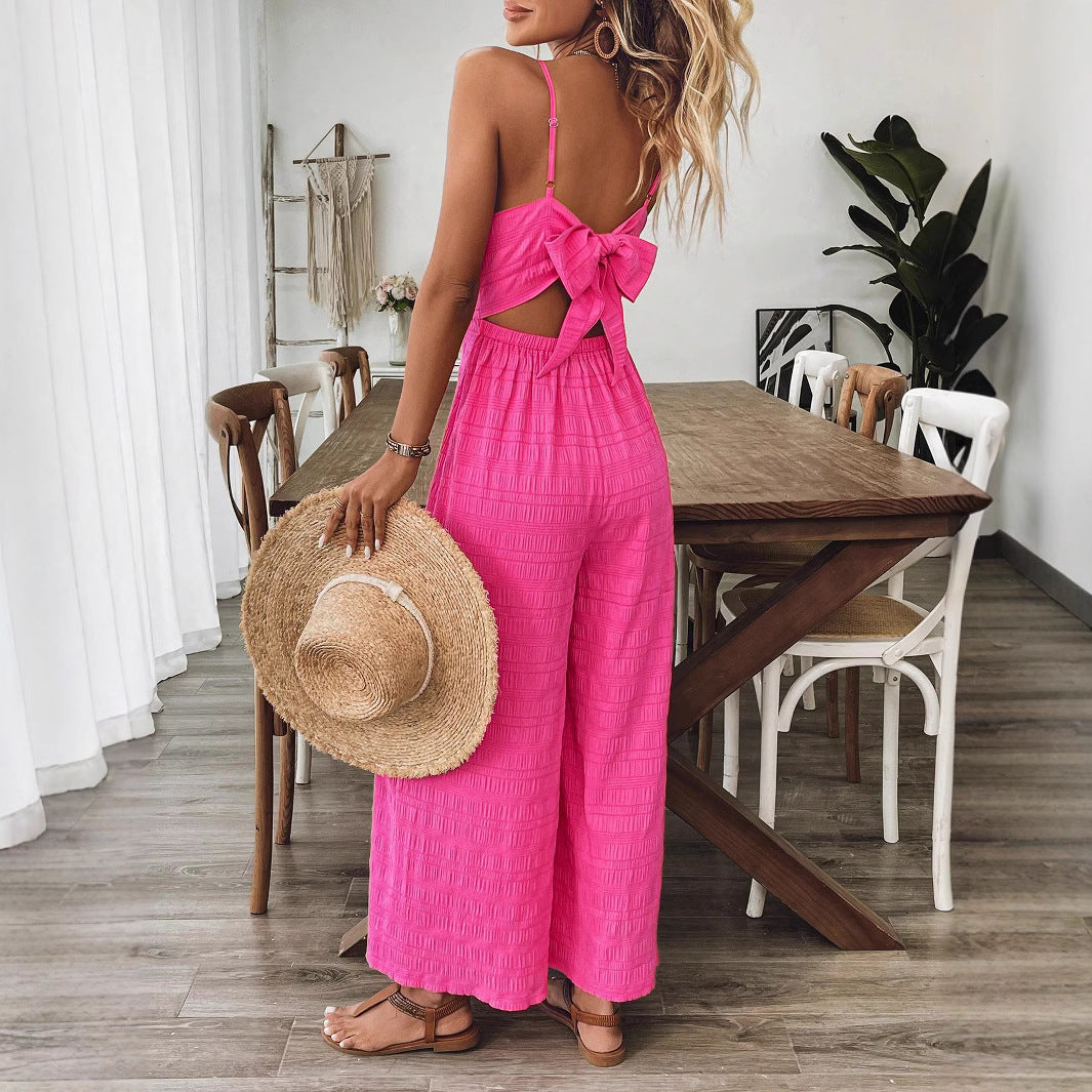 Women's Casual Loose Short Sleeved Jumpsuit
