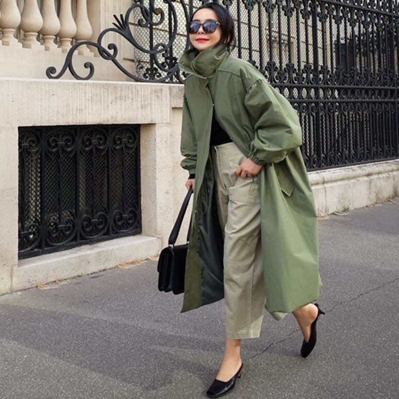 Mid-Length Loose Thin Windbreaker Jacket for Women