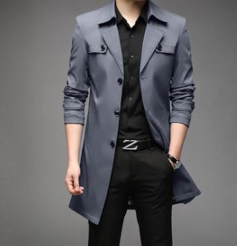 Men's Mid-Length Casual Windbreaker Jacket (Spring/Autumn)