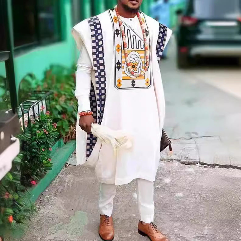 African Ethnic Print Casual Men's Three-piece Suit