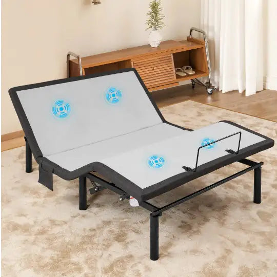 Ergonomic Queen Size Adjustable Bed, Zero Gravity Base For Stress Management Head And Foot Incline, Wireless Remote Control, Massage, Under Bed Nightlight, And USB Ports