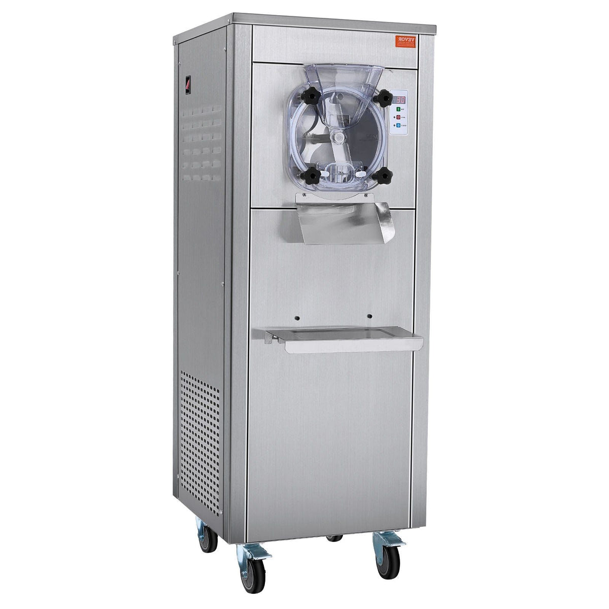 Commercial Ice Cream Machine, 18 L/H Yield, 1780W Single Flavor Hard Serve Ice Cream Maker with Wheels, 6L Stainless Steel Cylinder, LED Panel Auto Clean Pre-cooling, for Restaurant Snack Bars