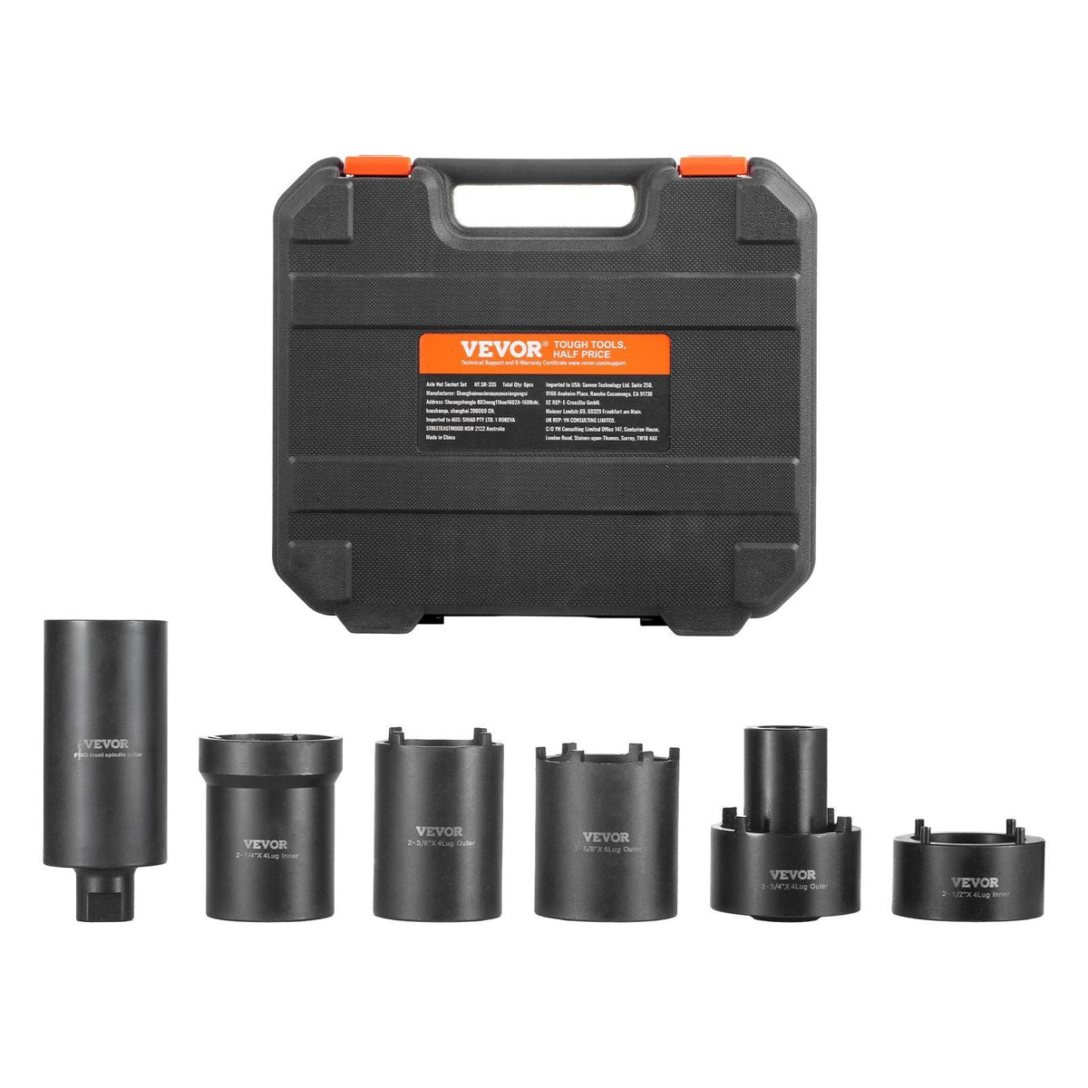 Spindle Nut Socket Tool Kit 1/2 inch Drive 6 Piece Axle Hub Nut Socket Set