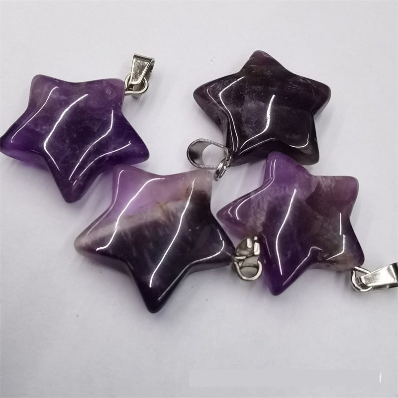 Natural Stone Crystal Agate Star Pendant