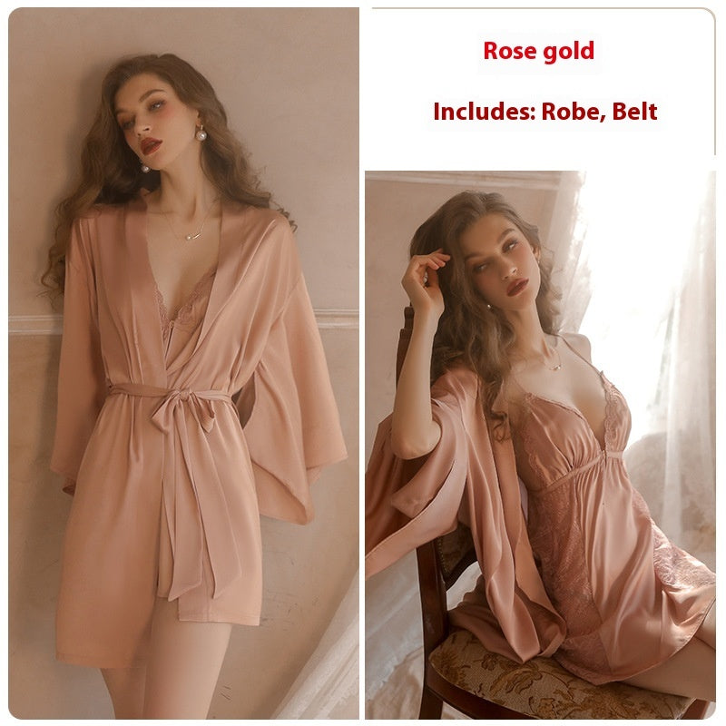 Sexy Pure Desire Sleepwear Lace Solid Color Strap Skirt