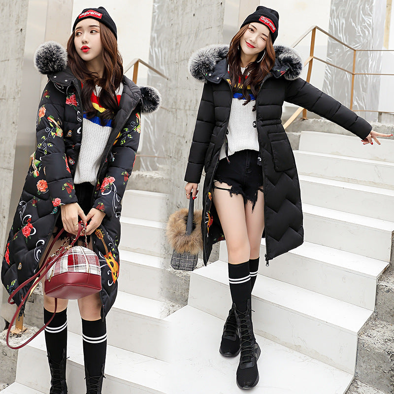 Reversible Long Down Cotton Jacket for Women Plus Size