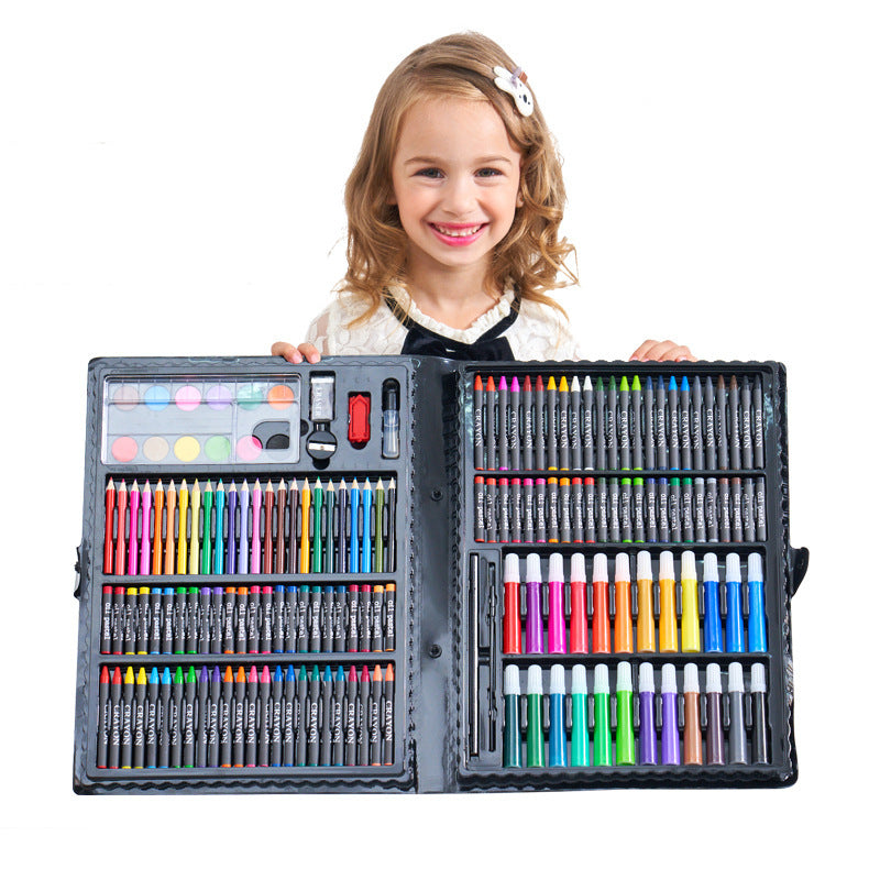 Complete Painting Set with Brushes, Oil Pastels, and Watercolor Pens