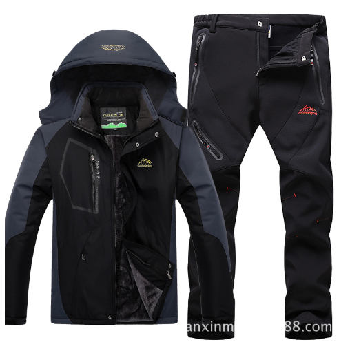 Men's Winter Waterproof Fleece Lined Outdoor Jacket Set