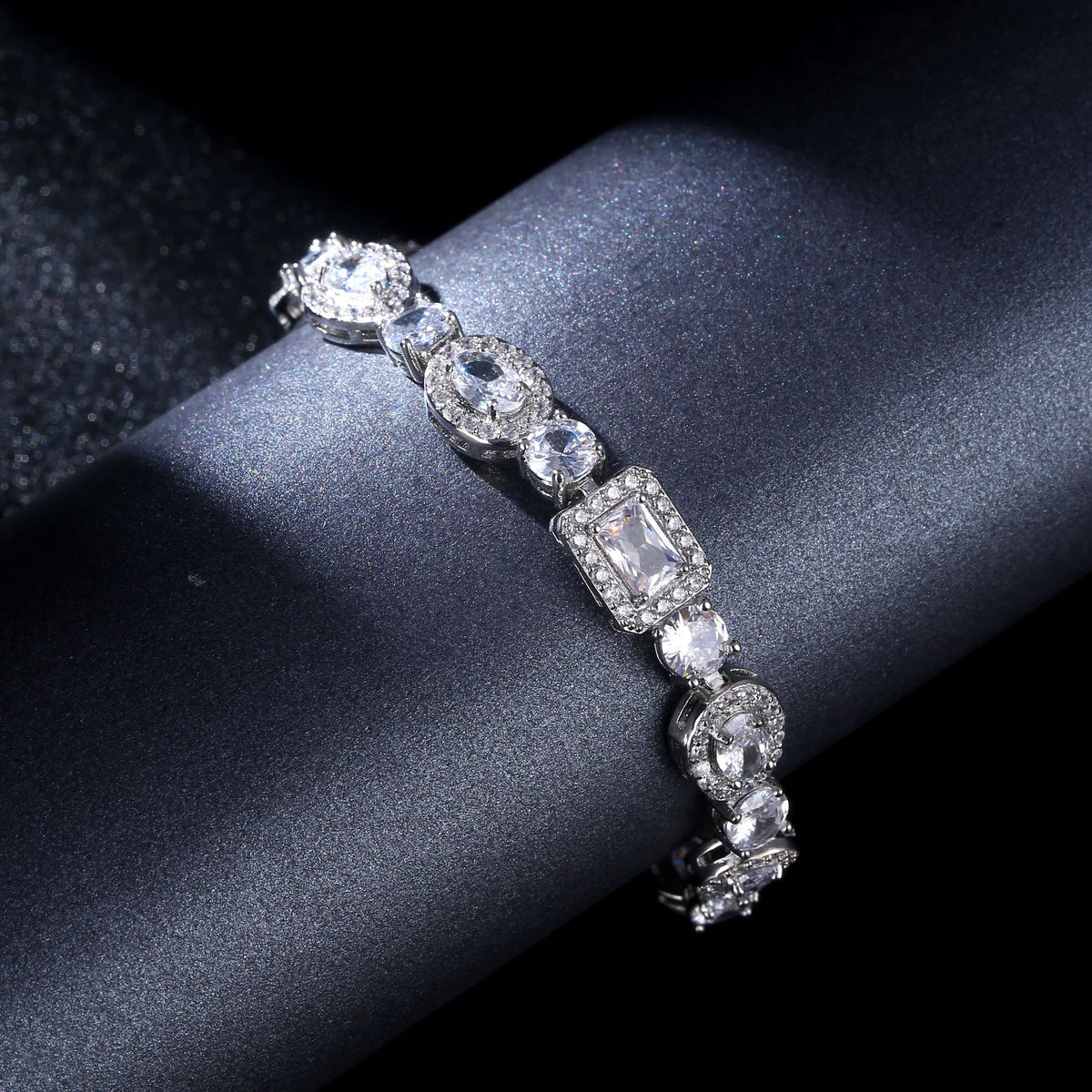 Water Drop Multi-Shape Horse Eye Zircon Bracelet in White Copper for Elegant Female Accessory
