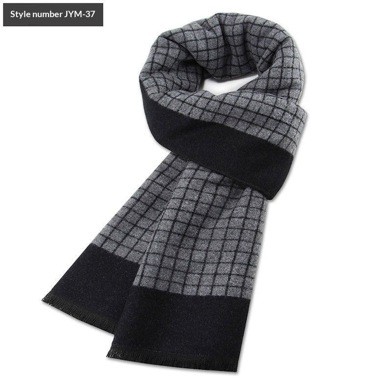 Mens Wool-Blend Plaid Scarf Winter Warmth & Extra Thickness