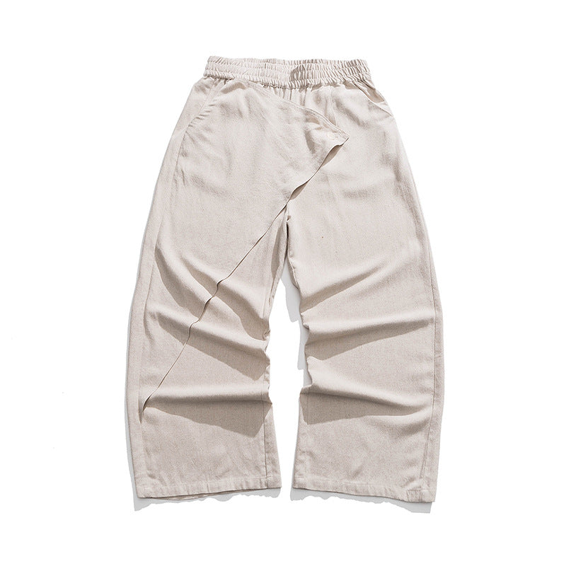 Cotton And Linen Casual Trousers Retro Plus Size Fashion Linen Men's Wide Leg Pants