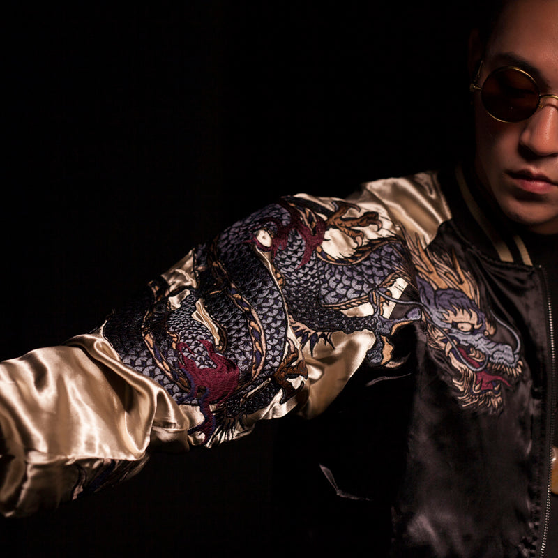 Men's Double-Sided Embroidered Jacket with Four Gods