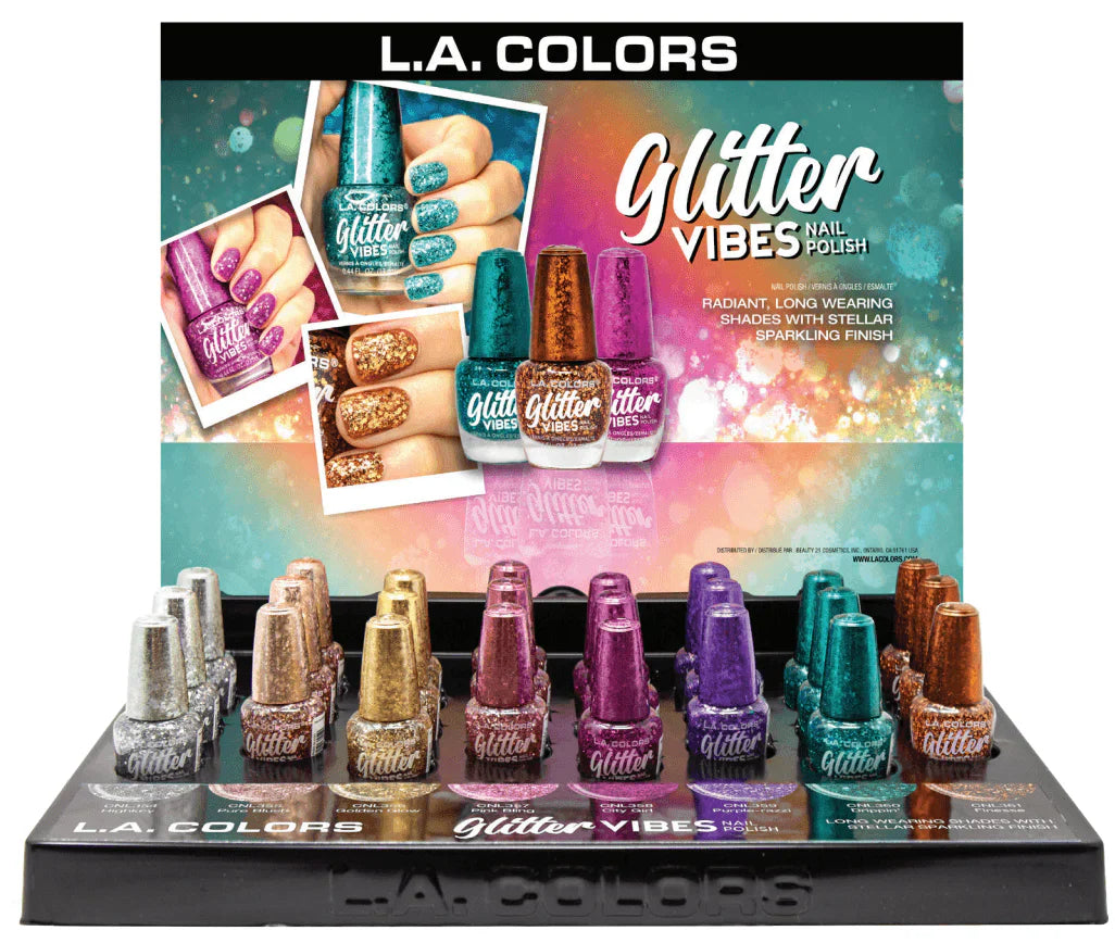 L.A. Colors Glitter Vibes Nail Polish, 1pc
