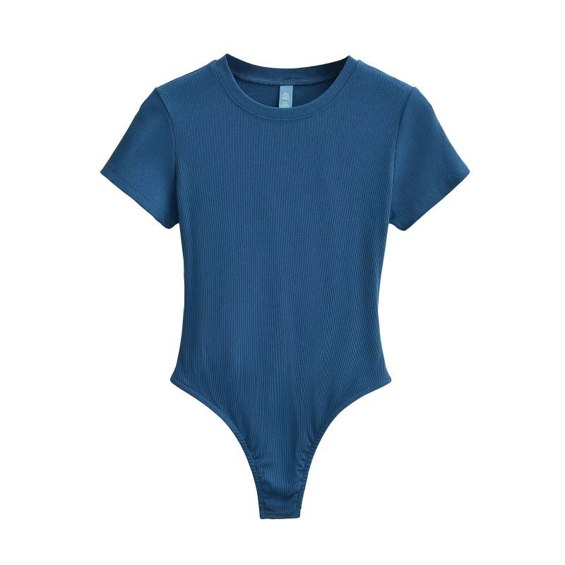 Neck Short Sleeve Rompers Slim Fit Slimming T-shirt Top